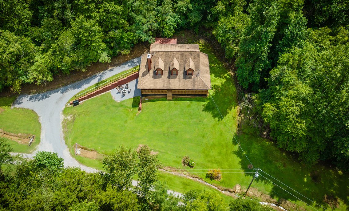 Cabin tucked in the hollow — no neighbors in sight